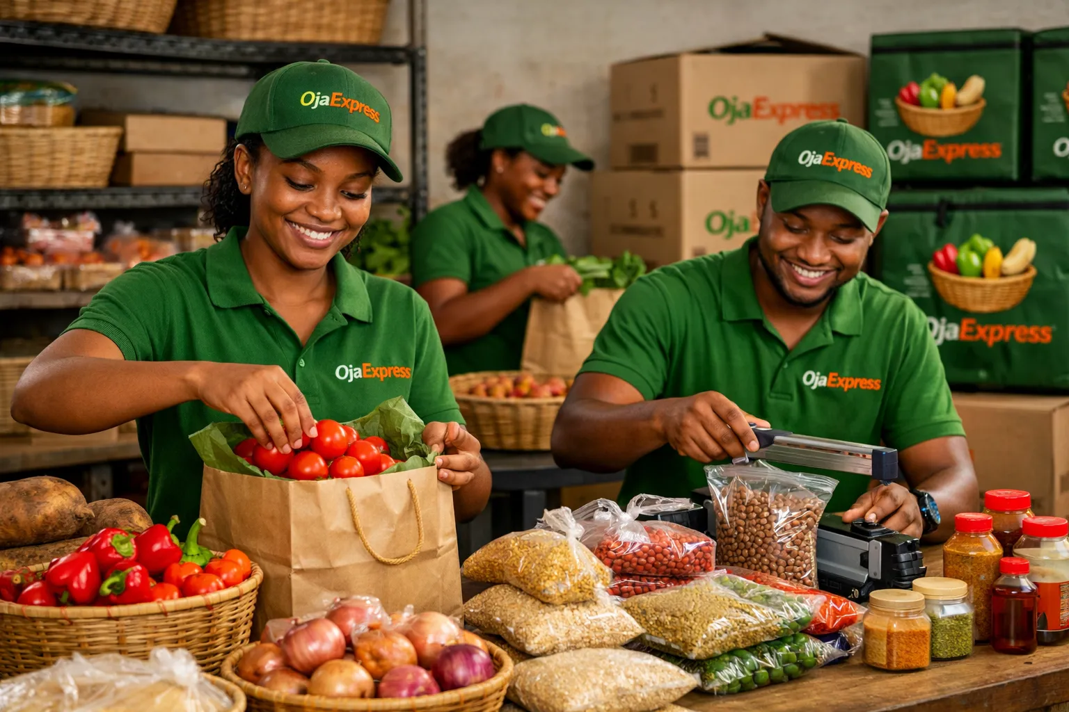 Fresh colourful produce spread
